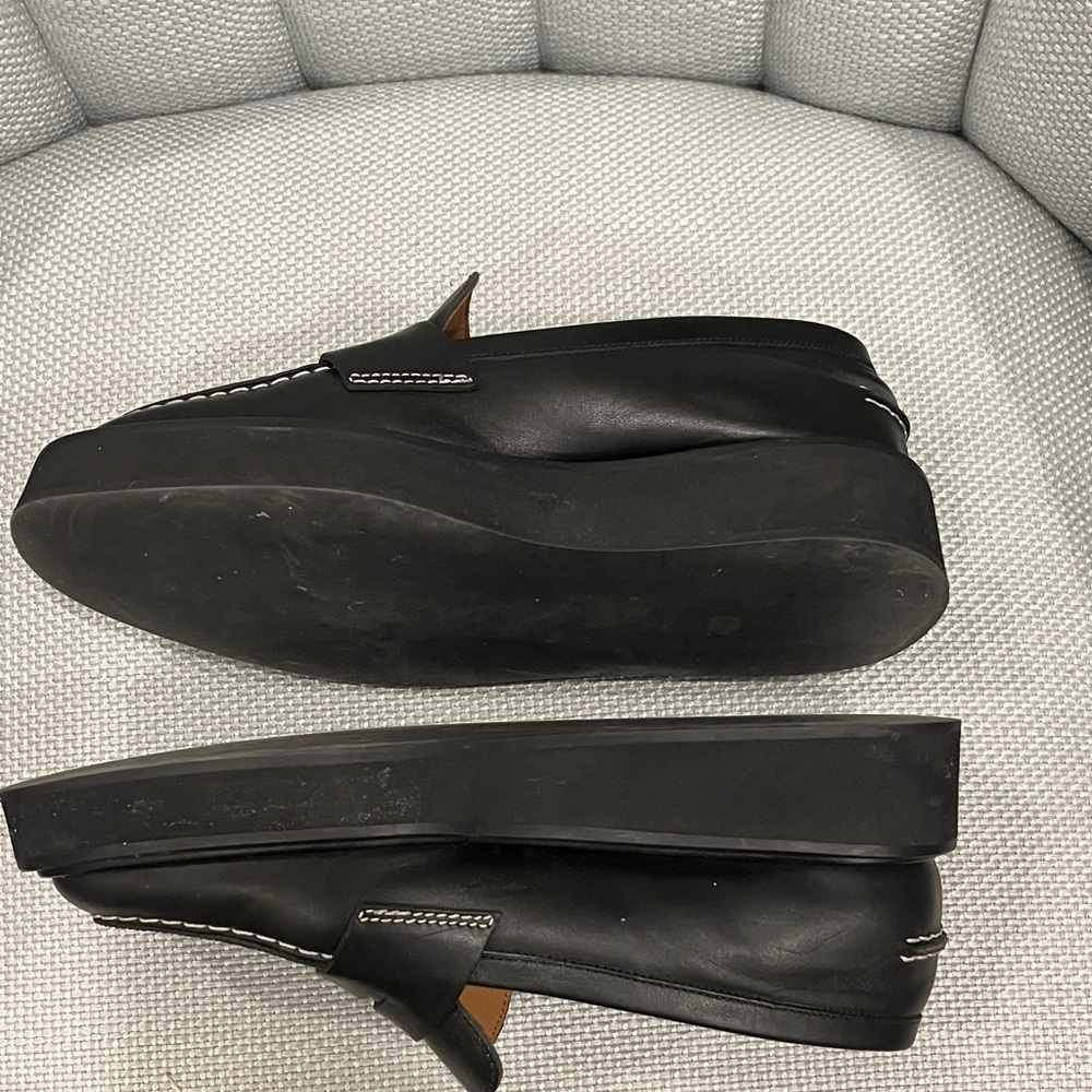 Classic Black Monsano Platform Leather Slip-On Loafers - Picture 4 of 6